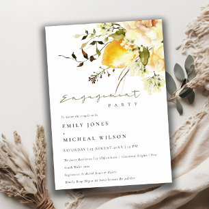 Invitation Boho Lemon Aquarelle jaune Fiançailles floral