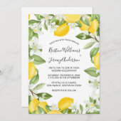 Invitation Boho Lemons Aquarelle Blanc Floral Mariage (Devant / Derrière)