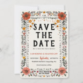 Invitation Boho Letterpress Skeleton faire part de date de ma (Devant)