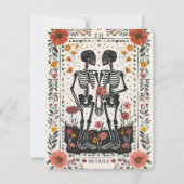 Invitation Boho Letterpress Style Skeleton Tarot Details (Dos)