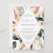 Invitation Boho LG Texte Boho Cuivre Pampas Mariage Floral 3 (Devant)