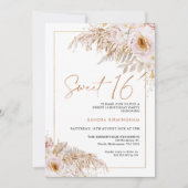 Invitation Boho Light Blush Floral Pampas Grass 16e anniversa (Devant)