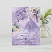 Invitation Boho Lilac fleur sauvage Parties scintillant robe  (Debout devant)