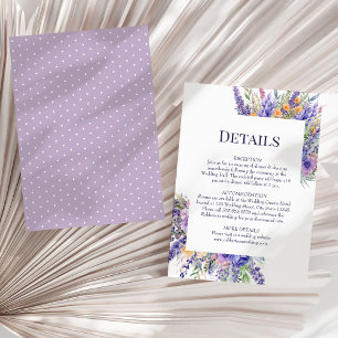 Invitation Boho Lilac Watercolor Fleurs sauvages Détails Mari