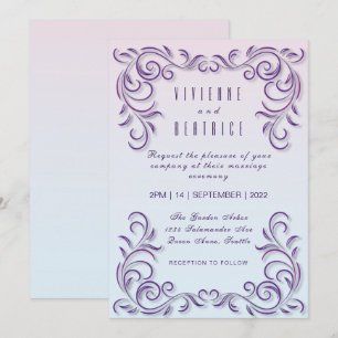 Invitation Boho lilas décorative lesbienne mariage