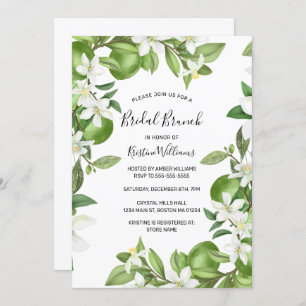 Invitation Boho Limes Aquarelle Blanc Floral Bridal Brunch