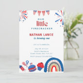 Invitation Boho Little Firecracker 4 juillet Anniversaire (Debout devant)