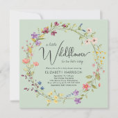 Invitation Boho Little Fleur sauvage Aquarelle bébé fille dou (Devant)