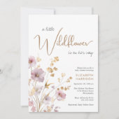 Invitation Boho Little Fleur sauvage Aquarelle bébé fille dou (Devant)