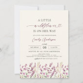 Invitation Boho Little Fleur sauvage Purple Lavender Baby sho (Devant)
