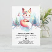 Invitation Boho Little Fox Anniversaire numérique (Debout devant)