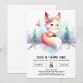 Invitation Boho Little Fox Anniversaire numérique (Devant / Derrière)