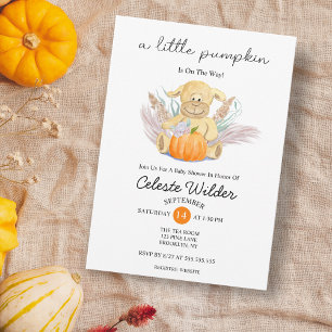 Invitation Boho Little Lamb Citrouille Baby shower aquarelle
