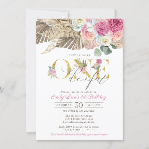 Invitation Boho Little Miss ONE derful Floral 1er Anniversair