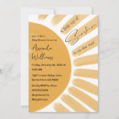 Invitation Boho Little Ray Baby shower jaune soleil (Devant)