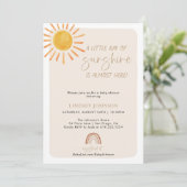 Invitation Boho Little Ray de Sunshine Baby shower arc-en-cie (Debout devant)