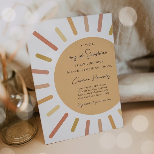 Invitation Boho Little Ray Of Sunshine Baby shower