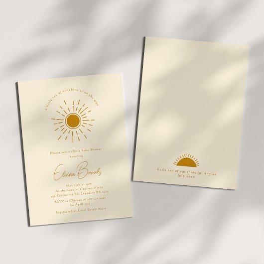 Invitation Boho Little Ray Of Sunshine | Baby shower beige