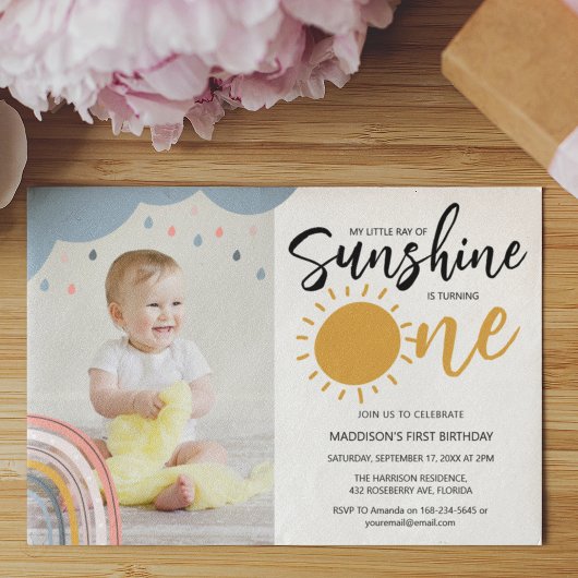 Invitation Boho Little Ray Of Sunshine Première Anniversaire 