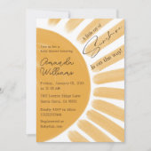 Invitation Boho Little Ray Sunshine Yellow Boy Baby shower (Devant)
