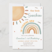 Invitation Boho Little Sunshine 1ère fête d'anniversaire (Devant)