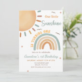 Invitation Boho Little Sunshine 1ère fête d'anniversaire (Debout devant)