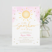 Invitation Boho Little Sunshine Baby shower or rose (Debout devant)