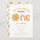 Invitation Boho Little Sunshine Premier anniversaire (Devant / Derrière)
