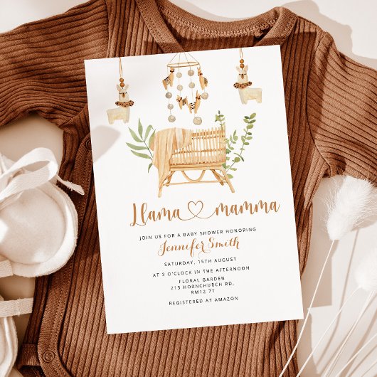 Invitation Boho Llama mamma nursery mobile baby shower