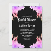 Invitation Boho Llow Neon Couleurs Black Floral Fête des mari (Devant)