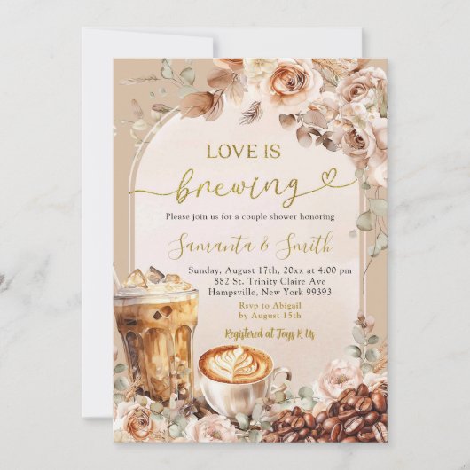 Invitation Boho Love Brûle Espresso Couples Douche (Devant)
