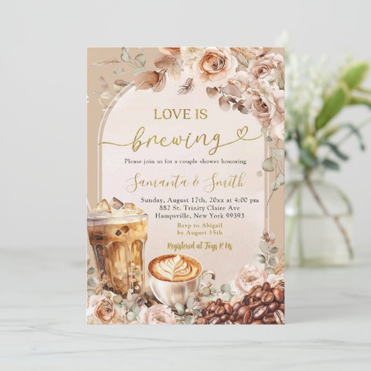 Invitation Boho Love Brûle Espresso Couples Douche (Debout devant)