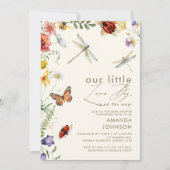 Invitation Boho Love Bug Insects Dragonfly baby shower  (Devant)