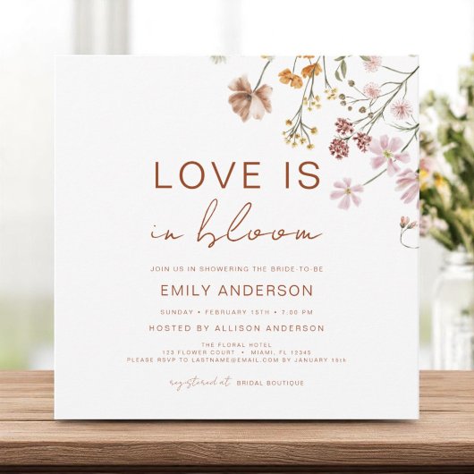 Invitation Boho Love est dans Bloom Fleur sauvage Fête des ma