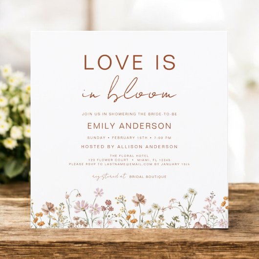 Invitation Boho Love est dans Bloom Fleur sauvage Fête des ma