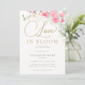 Invitation Boho Love in Bloom Rose Orchid Gold Fête des marié (Debout devant)
