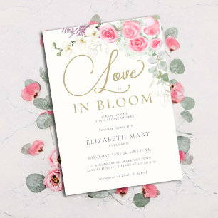 Invitation Boho Love in Bloom Rose Orchid Gold Fête des marié
