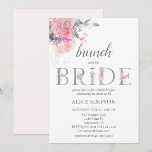 Invitation Boho Lumière Fleur Rose Douche Fleur Douche Brunch