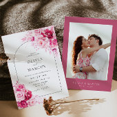 Invitation Boho Magenta Hot Pink Arch Floral Élégant Mariage