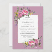 Invitation Boho Magenta rose Mauve violet Mariage de verdure (Devant)