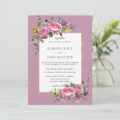 Invitation Boho Magenta rose Mauve violet Mariage de verdure (Debout devant)