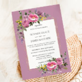 Invitation Boho Magenta rose Mauve violet Mariage de verdure