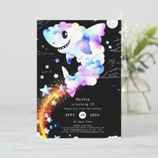 Invitation Boho Magic Marine Shark Anniversaire (Debout devant)