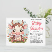 Invitation Boho Magique Aquarelle Baby shower de vache (Debout devant)