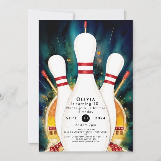 Invitation Boho Magique Bowling Anniversaire (Devant)