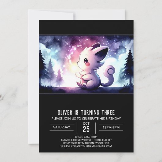 Invitation Boho Majestic Chat Anniversaire (Devant)