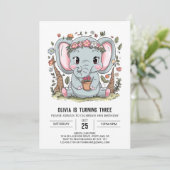 Invitation Boho Majestic Elephant Digital Anniversaire (Debout devant)