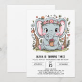 Invitation Boho Majestic Elephant Digital Anniversaire (Devant / Derrière)