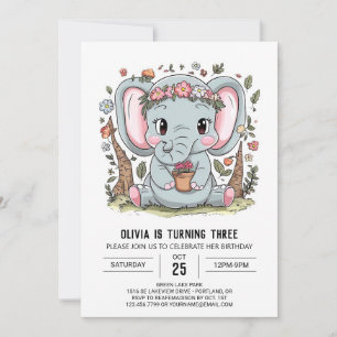 Invitation Boho Majestic Elephant Digital Anniversaire