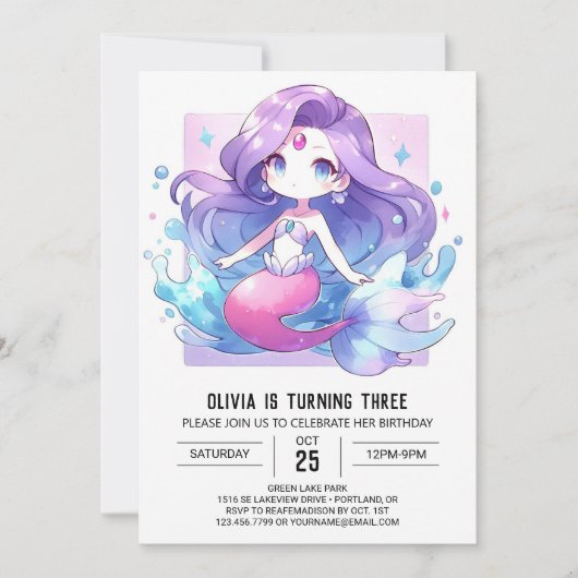 Invitation Boho Majestic Mermaid Anniversaire (Devant)